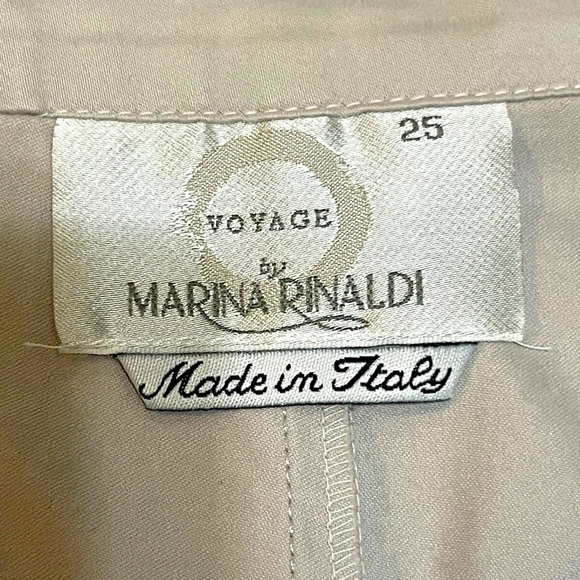 MARINA RINALDI Cotton cream/ grey Pensil Skirt zip Sz 25 / 16 US Midi Italy - Picture 6 of 9